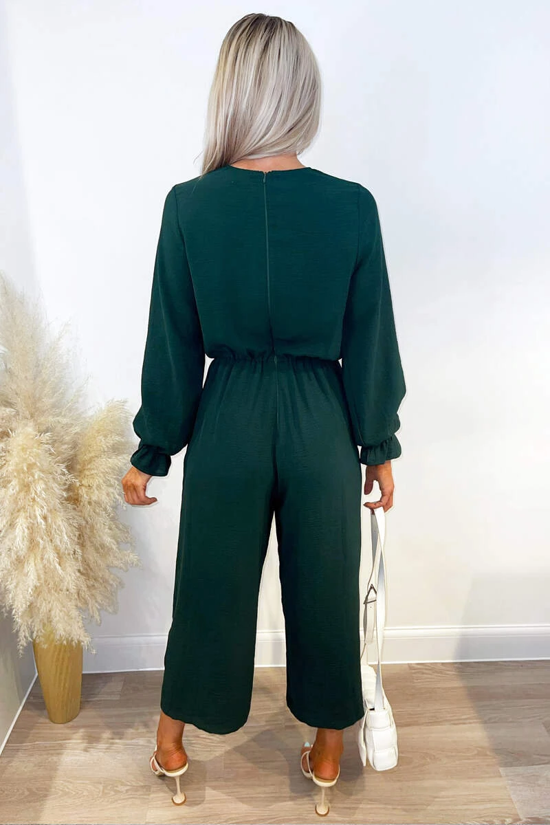 AX Paris Teal Knot Front Long Sleeve Jumpsuit 4 AX Paris Teal Knot Front Long Sleeve Jumpsuit
