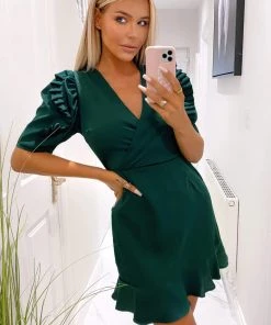 AX Paris Teal Pleated Sleeve Skater Dress Dresses