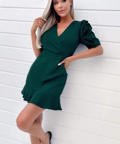 AX Paris Teal Pleated Sleeve Skater Dress Dresses