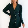 AX Paris Dresses Teal Puff Sleeve Blazer Dress