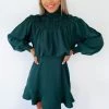 AX Paris Dresses Teal Shirring Neck Skater Dress
