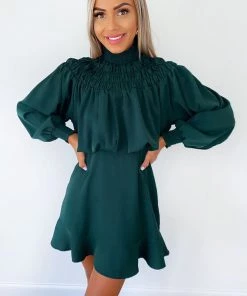 AX Paris Dresses Teal Shirring Neck Skater Dress