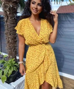 AX Paris V Neck Printed Frill Midi Dress Dresses