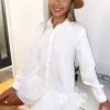 AX Paris Dresses White Frill Hem Shirt Dress
