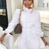 AX Paris Dresses White Frill Skirt Button Up Shirt Dress