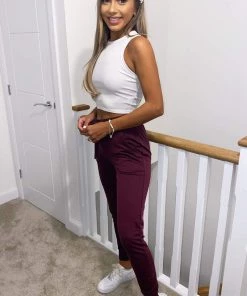 AX Paris Wine Basic Drawstring Joggers Loungewear