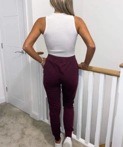 AX Paris Wine Basic Drawstring Joggers Loungewear