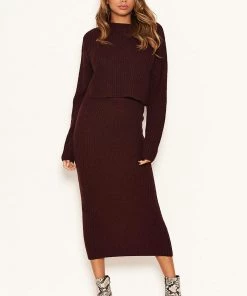 AX Paris Skirts & Shorts Wine Knit Skirt