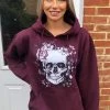 AX Paris Wine Skull Printed Hoodie Tops