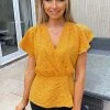 AX Paris Yellow Polka Dot Wrap Over Top Tops