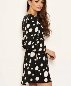 AX Paris Black Polka Dot Long Sleeve Dress