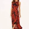 AX Paris Red Floral Frill Hem Maxi Dress