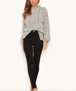 AX Paris Cream Animal Print Ruffle High Neck Top