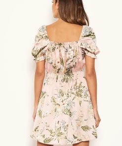 AX Paris Pink Floral Milkmaid Puff Sleeve Dress Dresses