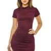 AX Paris Plum Faux Suede Mini Dress With High Neck