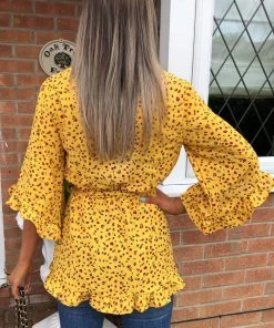 AX Paris Yellow Floral Printed Top